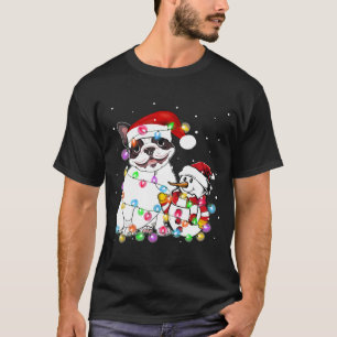 Boston Terrier Dog Christmas Tee Snowman Lights Pa
