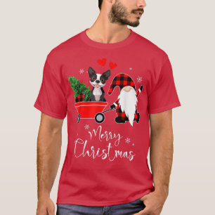 Boston Terrier Dog Christmas with Santa Hat Pajama T-Shirt