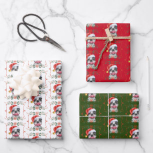 Boston Terrier Dog Christmas Wrapping Paper Sheets