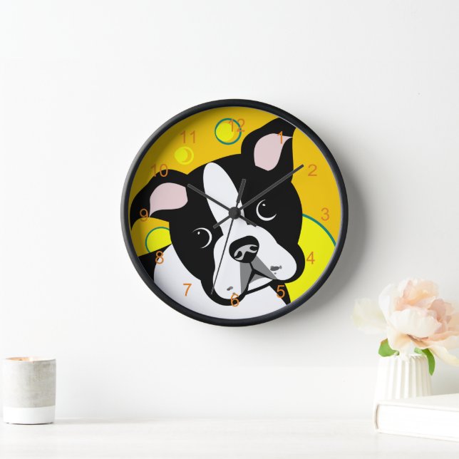 Boston Terrier Dog Clock (Home)