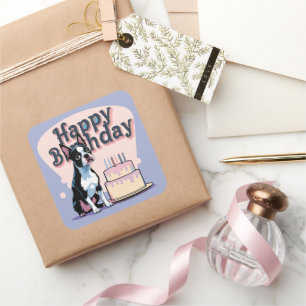 Boston Terrier Dog Colourful Square Sticker