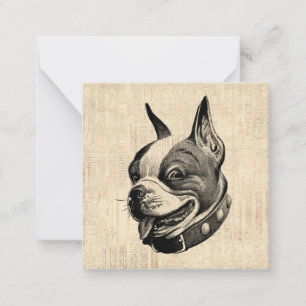 Boston Terrier Dog Cute Pet Dog Antique Art Card