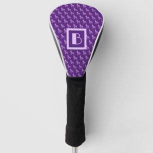 Boston Terrier Dog Cute Purple Silhouette Monogram Golf Head Cover