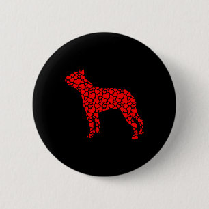 Boston Terrier Dog Cute Silhouette Heart Valentine 6 Cm Round Badge