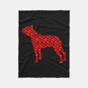 Boston Terrier Dog Cute Silhouette Heart Valentine Fleece Blanket