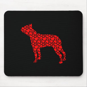 Boston Terrier Dog Cute Silhouette Heart Valentine Mouse Pad