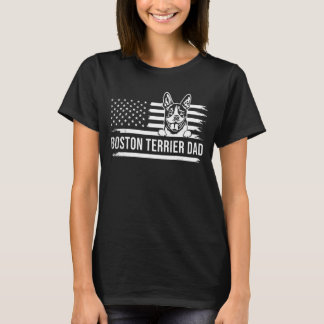 Boston terrier dog DAD dog owner mixed with USA pa T-Shirt