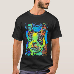 Boston Terrier Dog Face Puppy Pop Art T-Shirt