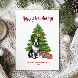 Boston Terrier Dog Family Christmas Holiday Card