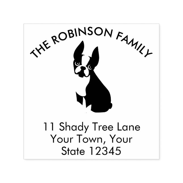 Boston Terrier Dog Family Home Address Self-inking Stamp (Design)