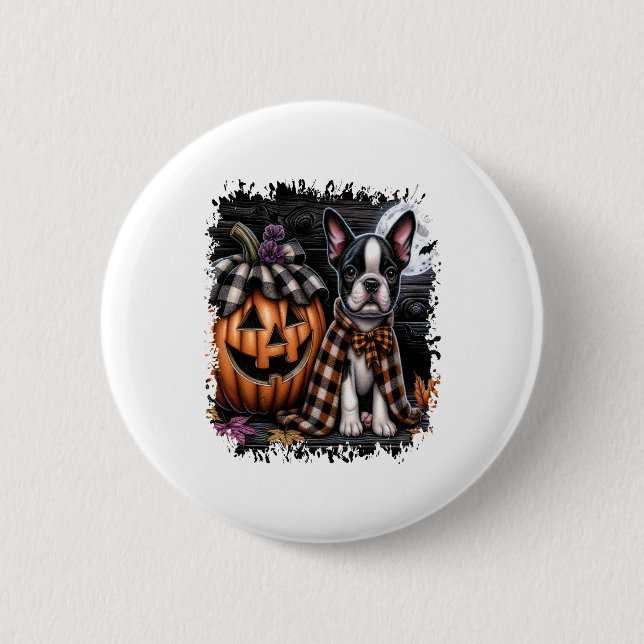 Boston Terrier Dog Halloween 6 Cm Round Badge (Front)