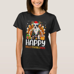 Boston Terrier Dog Halloween Christmas Happy Hallo T-Shirt
