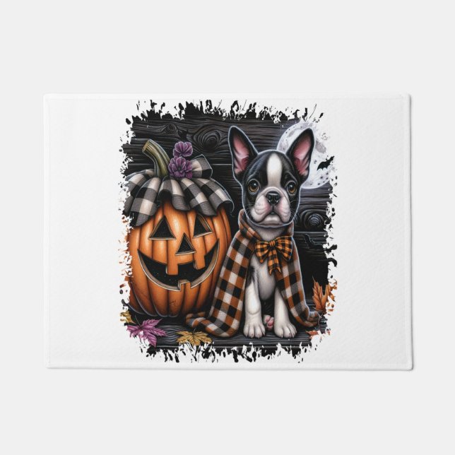 Boston Terrier Dog Halloween Doormat (Front)