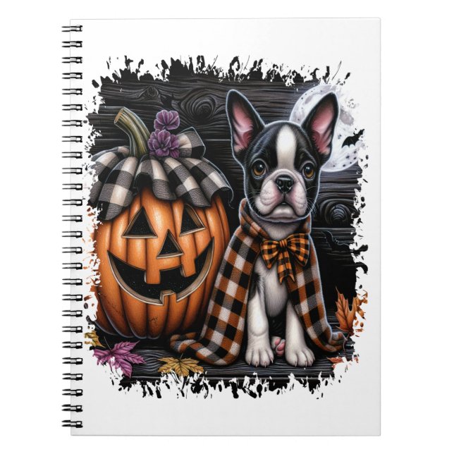 Boston Terrier Dog Halloween Notebook (Front)