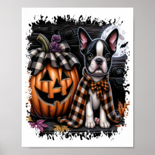 Boston Terrier Dog Halloween Poster