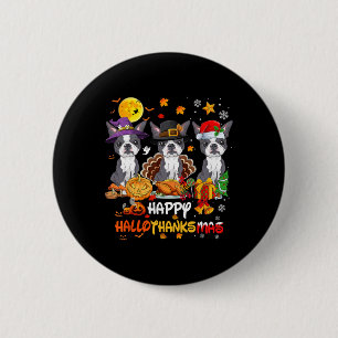 Boston Terrier Dog Happy Halloween Thanksgiving Ch 6 Cm Round Badge