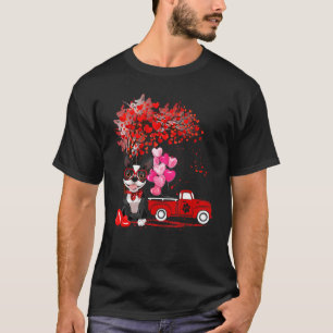 Boston Terrier Dog Heart Tree Valentine's Day T-Shirt