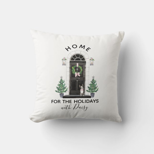 Boston Terrier Dog Holiday Christmas Pillow (Front)