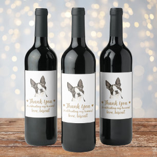 Boston Terrier Dog I Do Too Wedding Wine Label