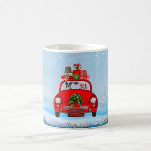 Boston Terrier Dog In Car With Santa Claus Coffee Mug