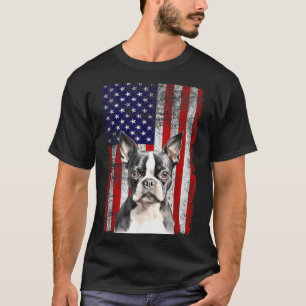 Boston Terrier Dog Lover Flag 4th of July T-Shirt
