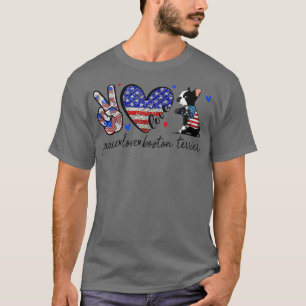 Boston Terrier Dog Lover USA Flag 4Th Of July T-Shirt