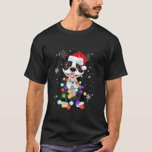 Boston Terrier Dog Merry Dogmas Santa Christmas Tr T-Shirt