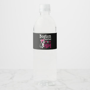Boston Terrier Dog Mum Owner Cute Funny Water Bottle Label