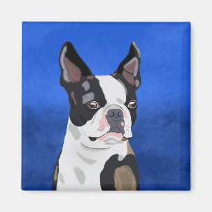 Boston Terrier Dog Oil Painting Art Portrait Magnet