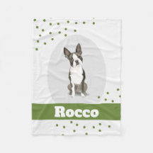 Boston Terrier Dog personalised dots blanket