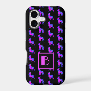 Boston Terrier Dog Pink Silhouette Mono Black