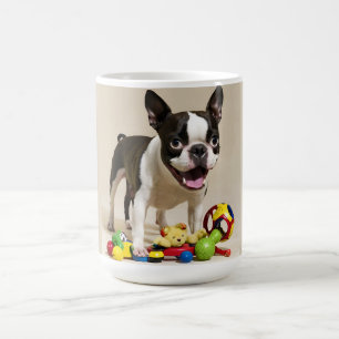 Boston Terrier Dog Playing with Toys Coffee Mug