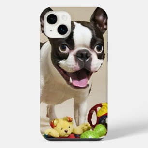 Boston Terrier Dog Playing with Toys iPhone 14 Plus Case