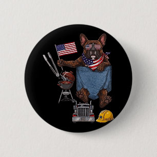 Boston terrier dog pocket american flag 4th of 6 cm round badge