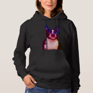 Boston Terrier Dog Portrait Watercolor Boston Terr Hoodie