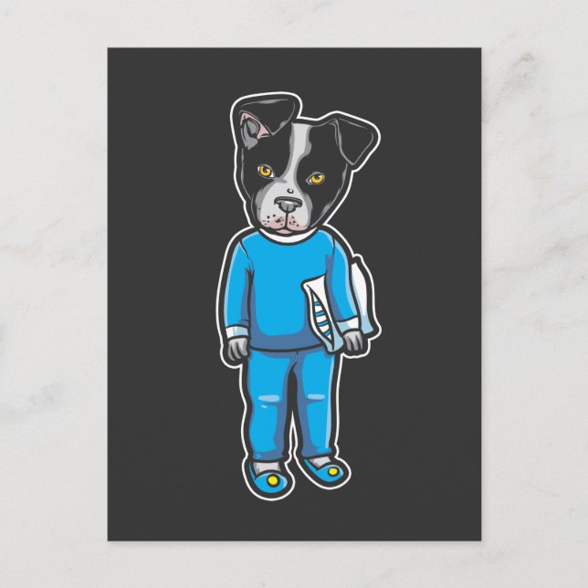 Boston Terrier Dog Pyjamas Puppy Sleep Bed Time Postcard (Front)