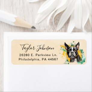Boston Terrier Dog Return Address Label