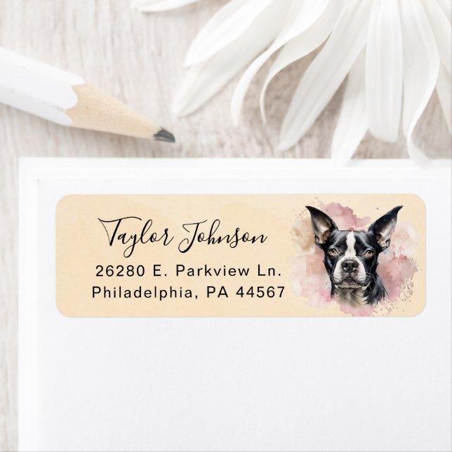 Boston Terrier Dog Return Address Label (Insitu)
