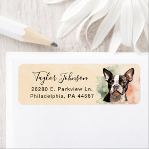 Boston Terrier Dog Return Address Label
