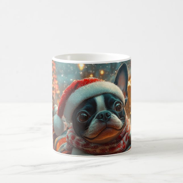 Boston Terrier Dog Roller Coaster Christmas Coffee Mug (Center)