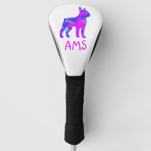 Boston Terrier Dog Silhouette Hot Pink & Blue Golf Head Cover