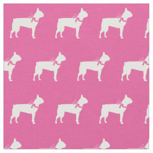 Boston Terrier Dog Silhouette Pet pink Fabric