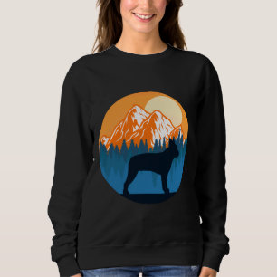 Boston Terrier Dog Silhouette Sunset Mountain Fore Sweatshirt