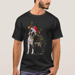Boston Terrier Dog Tree Christmas Lights Xmas Paja T-Shirt