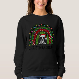 Boston Terrier Dog Tree Christmas Lights Xmas Squa Sweatshirt