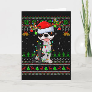 Boston Terrier Dog Ugly Christmas Sweater Holiday  Card