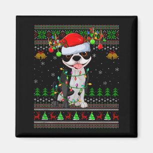 Boston Terrier Dog Ugly Christmas Sweater Holiday  Magnet