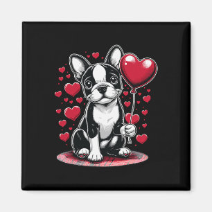 Boston Terrier Dog Valentine's Day Dog Owner Valen Magnet