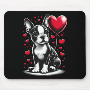 Boston Terrier Dog Valentine's Day Dog Owner Valen Mouse Pad