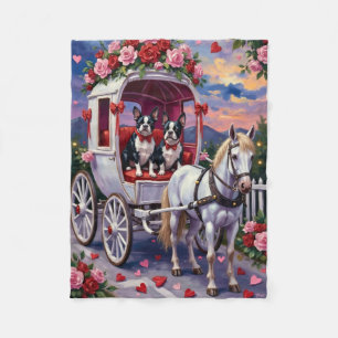 Boston Terrier Dog Valentine's Day Fleece Blanket